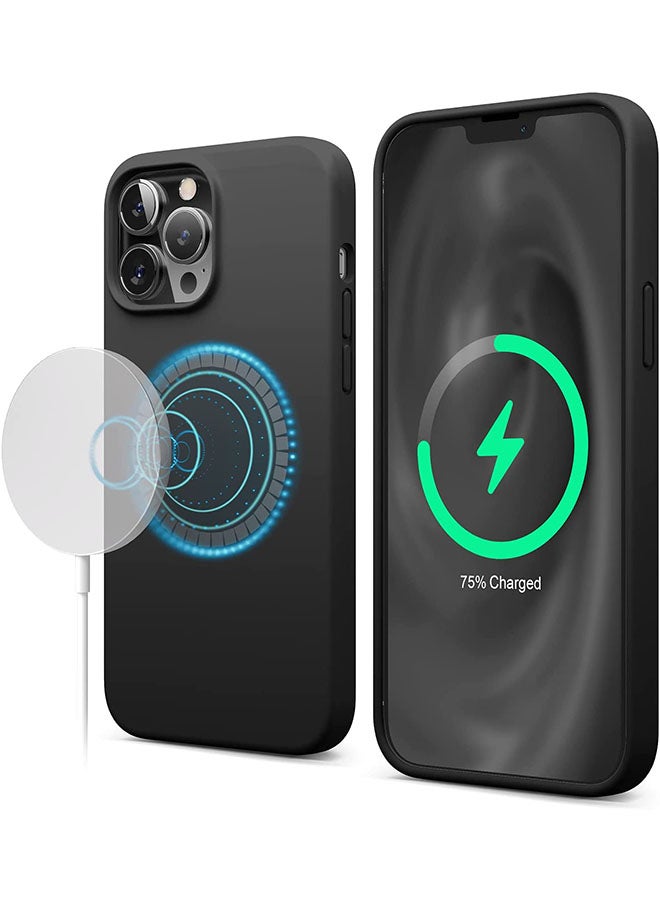 Rock Pow Magnetic Silicone Case For Apple iPhone 13 Pro With MagSafe Accessories Black - Image 1