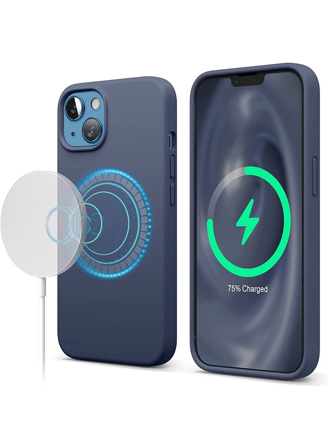 روك بو غطاء حماية مغناطيسي لهاتف آيفون 13 ميني مقاس 5.4 بوصات مصنوع من السيليكون مع ملحقات ماج سيف لون نيلي - Image 1