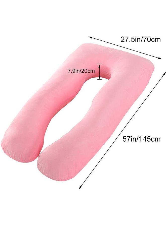 Blueberry - U Shaped Maternity Pillow With Removable Velvet Cover Cotton Pink 57x27.5x7.9inch - Image 1