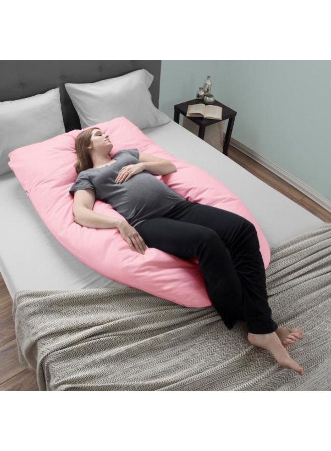 Blueberry - U-Shaped Nursing Pillow With Removable Soft Cover Velvet Pink 130 X 70cm - Image 1