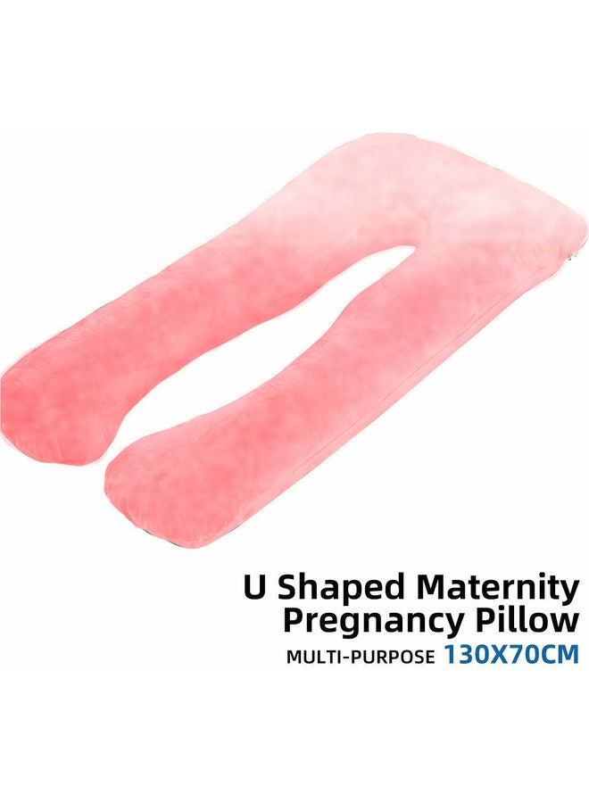Blueberry - U-Shaped Nursing Pillow With Removable Soft Cover Velvet Pink 130 X 70cm - Image 1