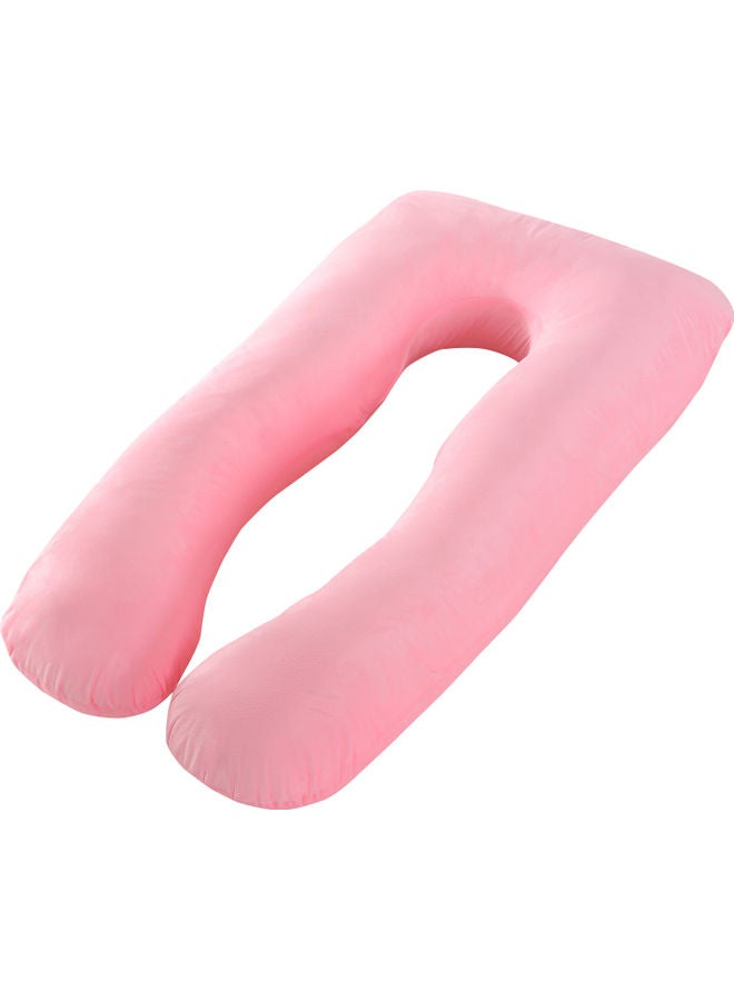Blueberry U Shaped Maternity Pillow With Removable Soft Velvet Cover Cotton Pink 55x27x6inch - Image 1