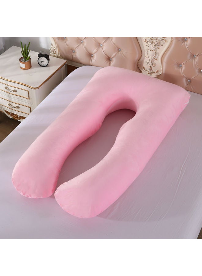 Blueberry U Shaped Maternity Pillow With Removable Soft Velvet Cover Cotton Pink 55x27x6inch - Image 2