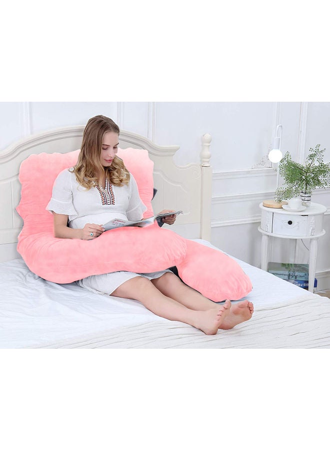 Blueberry U Shaped Maternity Pillow With Removable Velvet Cover Cotton Pink 55x27x6inch - Image 2
