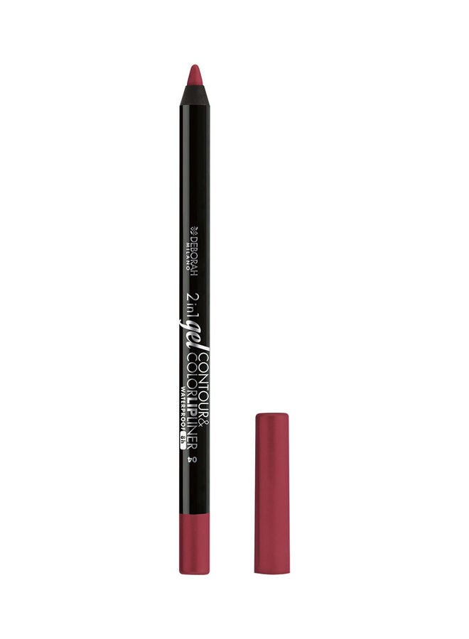 DEBORAH MILANO - 2 in 1 Waterproof Gel Contour and Color Lipliner 04 Plum Rose - Image 1