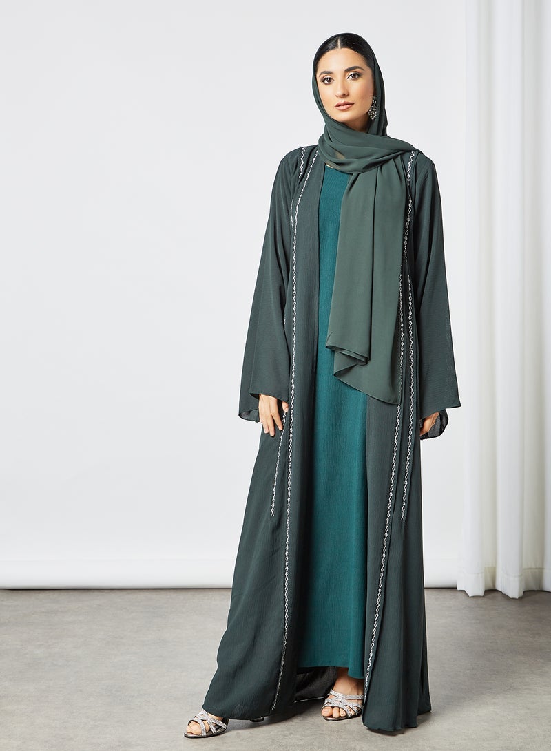 بوسني عباية مريحة بتصميم بسيط أخضر - Image 1