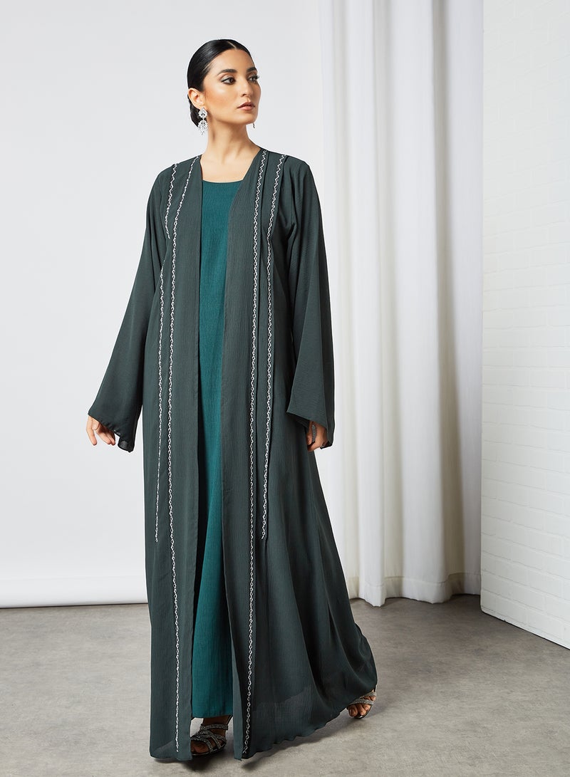 بوسني عباية مريحة بتصميم بسيط أخضر - Image 2