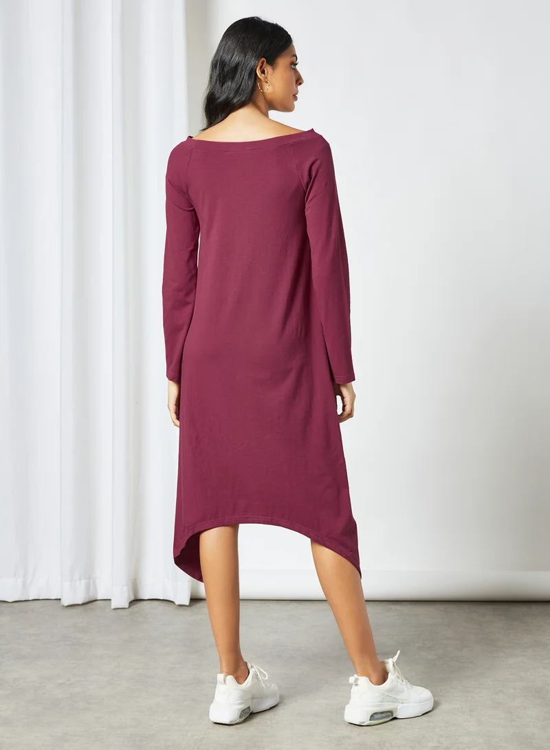 لايبل ريل Asymmetrical Hem Dress أحمر .