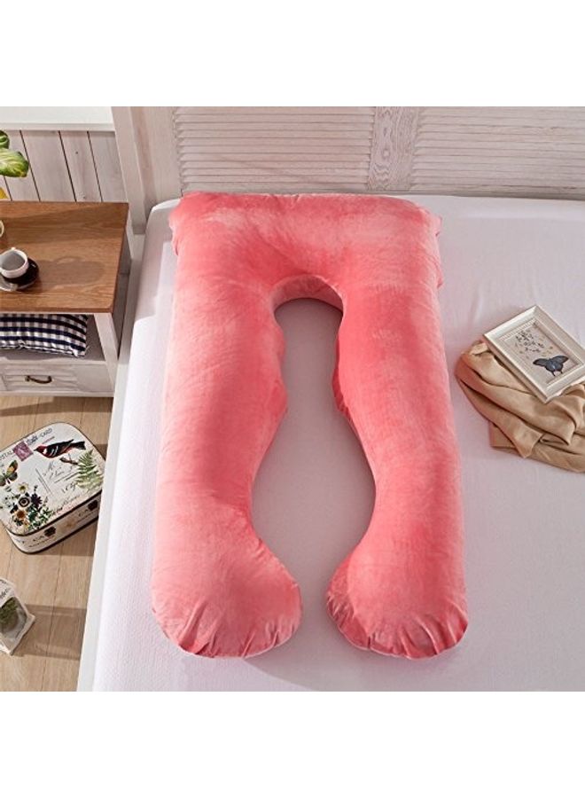 Blueberry U Shaped Maternity Pillow With Removable Velvet Cover cotton Pink 55x27x6inch - Image 1
