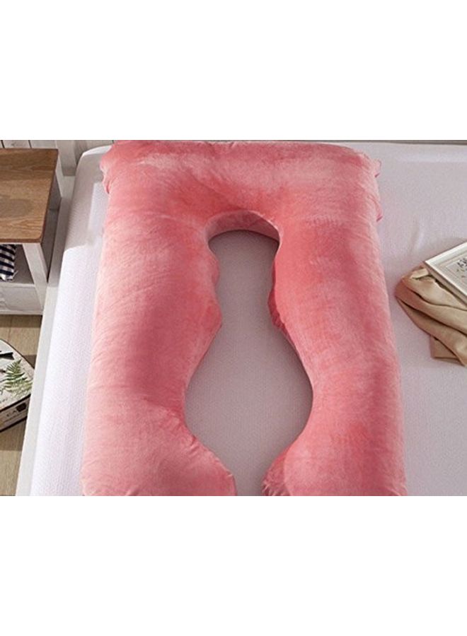Blueberry U Shaped Maternity Pillow With Removable Velvet Cover cotton Pink 55x27x6inch - Image 2
