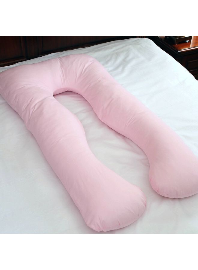 Blueberry - U Shaped Maternity Pillow With Removable Velvet Cover Cotton Light Pink 55x27x6inch - Image 1