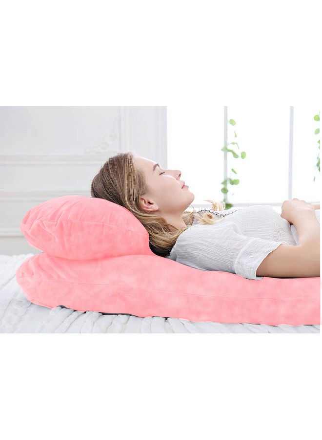 Blueberry U-Shaped Body Support Pillow With Removable Soft Cover Velvet Pink 130 X 70cm - Image 3