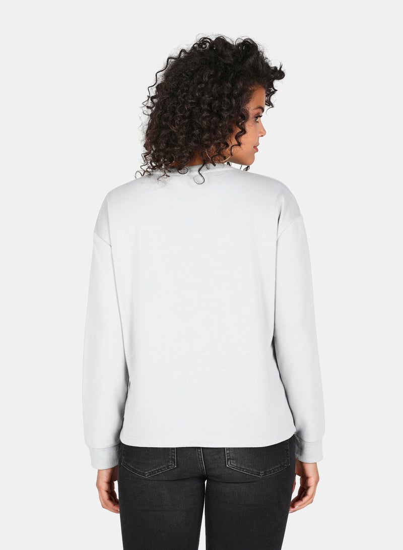 DRIP - Casual Life Is Beautiful Printed Crew Neck Regular Fit Sweatshirt Grey - Image 1