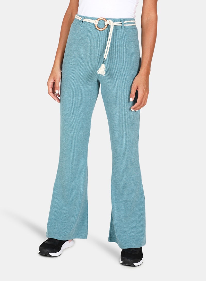 Belt Mid-Rise Pants Blue
