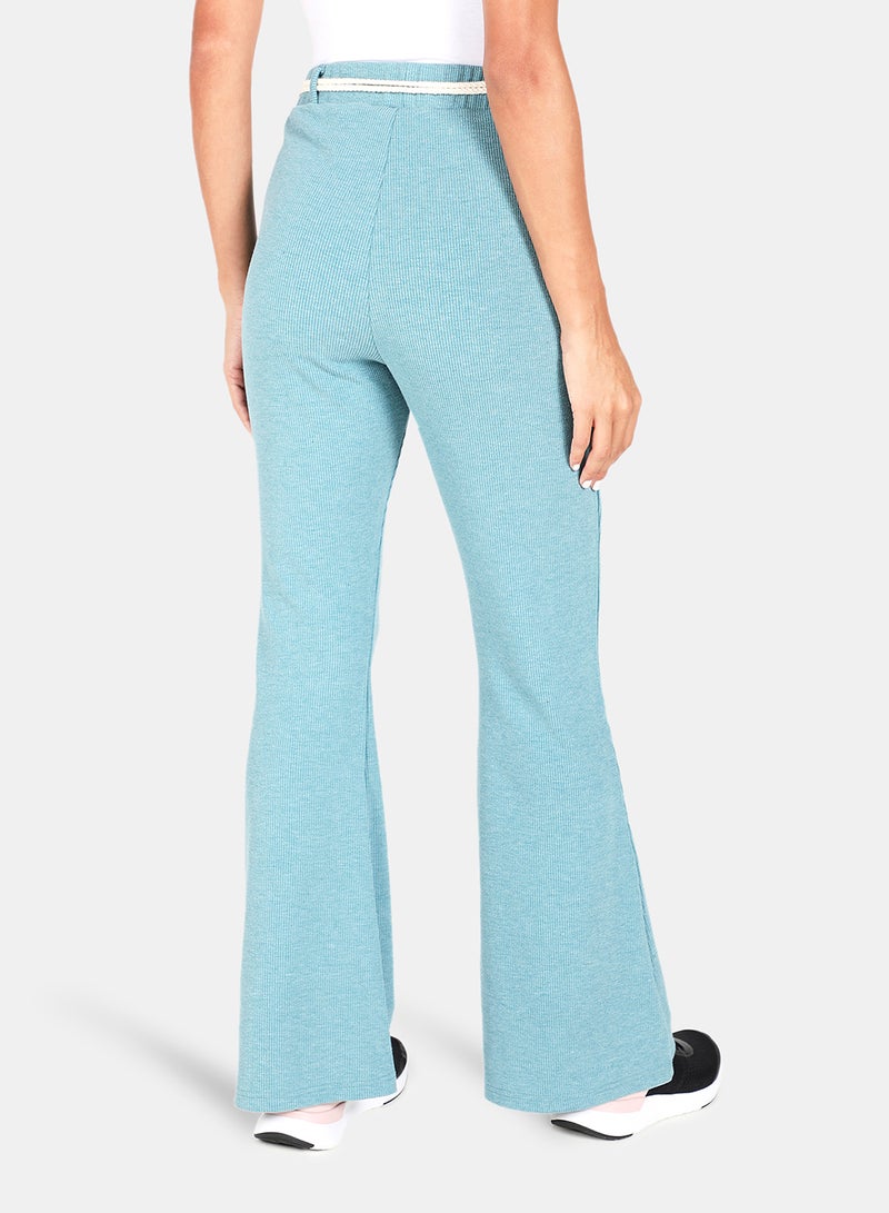 Belt Mid-Rise Pants Blue