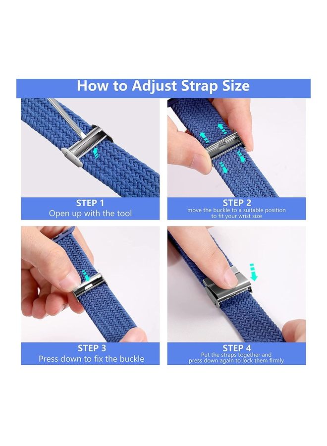 Rock Pow - Nylon Solo Loop Strap Compatible With Apple Watch 38/40/41mm SE /Series 7/6/5/4/3/2/1 Blue - Image 1