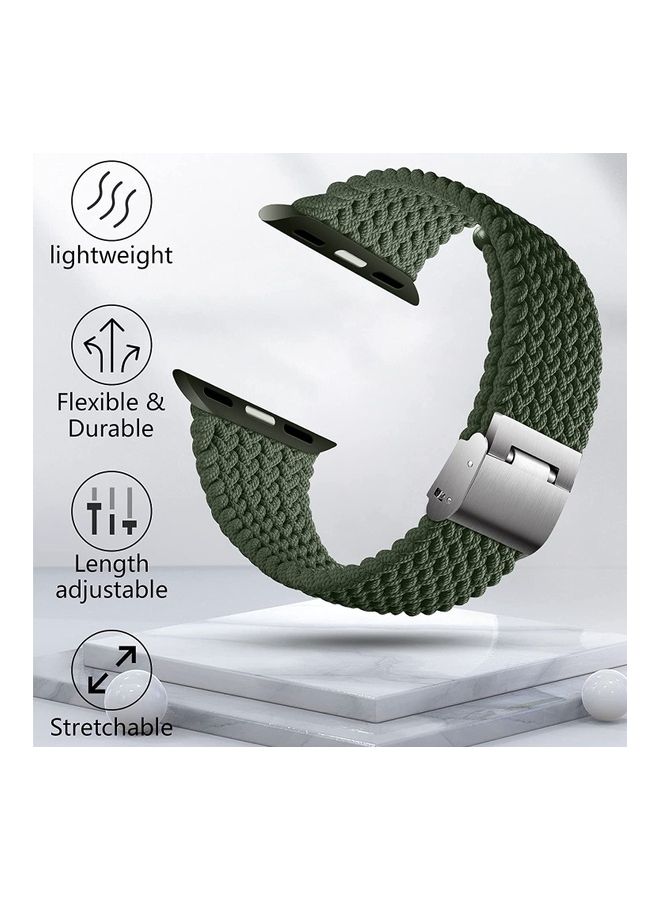 Rock Pow - Nylon Solo Loop Strap Compatible With Apple Watch 42/44/45/49mm SE /Series 7/6/5/4/3/2/1 Army Green - Image 1