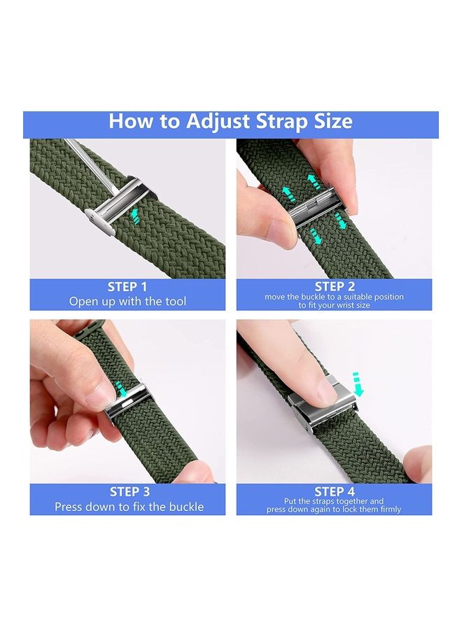 Rock Pow - Nylon Solo Loop Strap Compatible With Apple Watch 42/44/45/49mm SE /Series 7/6/5/4/3/2/1 Army Green - Image 1