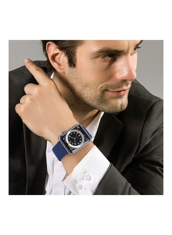 Rock Pow - Braided Solo Loop Stretchy Strap Compatible with Apple Watch Band SE 40/38mm iWatch Series 7/6/5/4/3/2/1 Blue - Image 1