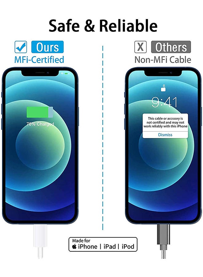 Rock Pow - 20W Fast Charger USB-C to Lightning Charging Cable (Apple MFi Certified) 2m for iPhone 14 13 13 Pro 12 Pro Max 12 11 X XS XR 8 Plus, AirPods Pro White - Image 1