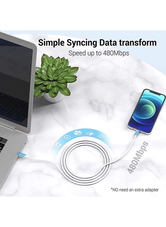 Rock Pow - 20W Fast Charger USB-C to Lightning Charging Cable (Apple MFi Certified) 2m for iPhone 14 13 13 Pro 12 Pro Max 12 11 X XS XR 8 Plus, AirPods Pro White - Image 1