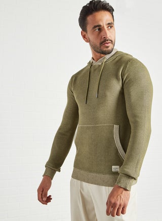 Basic Knit Hoodie Olive