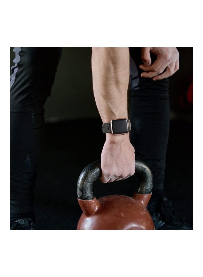 Rock Pow - Nylon Solo Loop Strap Compatible With Apple Watch 42/44/45/49mm SE /Series 7/6/5/4/3/2/1 Black - Image 1