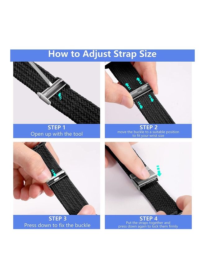 Rock Pow - Nylon Solo Loop Strap Compatible With Apple Watch 42/44/45/49mm SE /Series 7/6/5/4/3/2/1 Black - Image 1