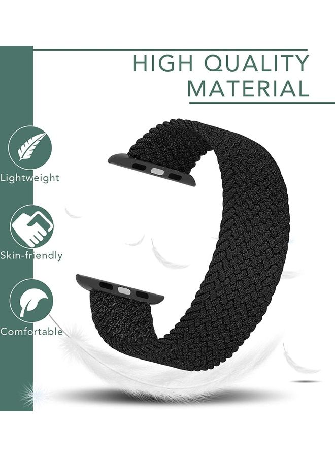 Rock Pow - Braided Solo Loop Stretchy Strap Compatible With Apple Watch Band SE 38/40/41mm iWatch Series 7/6/5/4/3/2/1 Black Black - Image 1