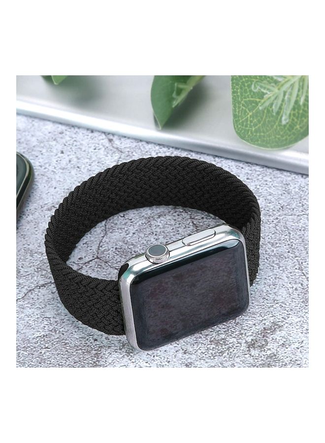 Rock Pow - Braided Solo Loop Stretchy Strap Compatible With Apple Watch Band SE 38/40/41mm iWatch Series 7/6/5/4/3/2/1 Black Black - Image 1