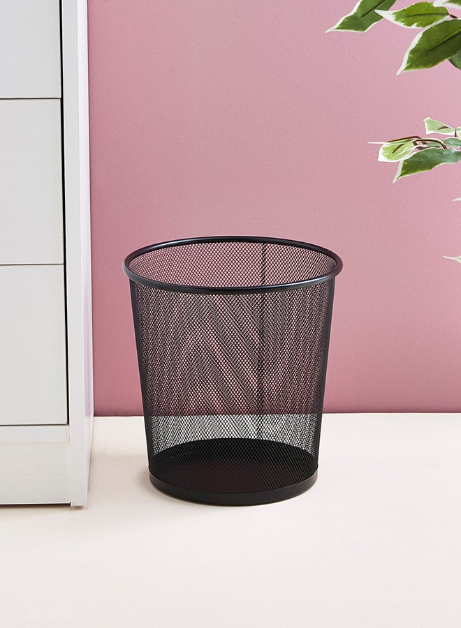 Home Box Round Recycling Open Top Mesh Trash Can Waste Basket Without Lid For Home, Office, College, Kitchen, Bathroom Black 26.5x28.5cm  - Image 1