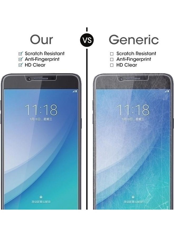 بي جي إم لاصقة حماية للشاشة من الزجاج المقوّى لهاتف سامسونج جالاكسي C7 برو من قطعتين شفاف - Image 4