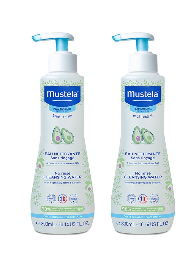 Mustela Pack of 2 No-Rinse Baby Cleansing Water, 300ml  - Image 1