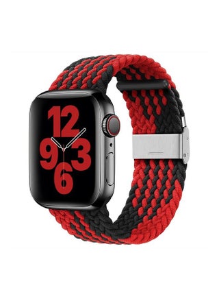 Nylon Solo Loop Strap Compatible with Apple Watch 42/44mm SE /Series 7/6/5/4/3/2/1 Black/RED - v1632129860/N50959354A_1