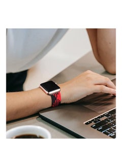 Rock Pow Nylon Solo Loop Strap Compatible with Apple Watch 42/44mm SE /Series 7/6/5/4/3/2/1 Black/RED  - Image 3