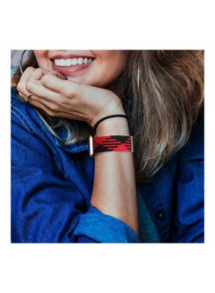 Rock Pow Nylon Solo Loop Strap Compatible with Apple Watch 42/44mm SE /Series 7/6/5/4/3/2/1 Black/RED  - Image 4