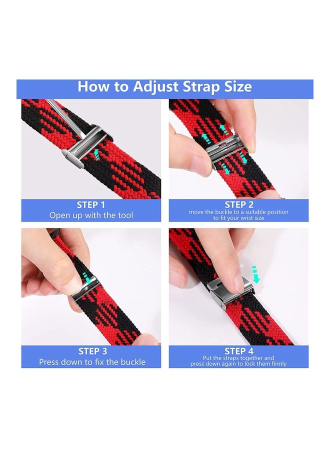 Rock Pow - Nylon Solo Loop Strap Compatible with Apple Watch 42/44mm SE /Series 7/6/5/4/3/2/1 Black/RED - Image 1