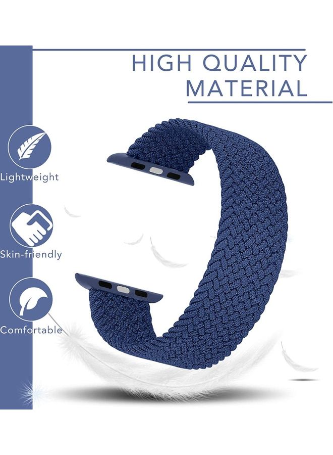 Rock Pow - Braided Solo Loop Stretchy Strap Compatible With Apple Watch Band SE 42/44/45/49mm iWatch Series 7/6/5/4/3/2/1 Blue - Image 1