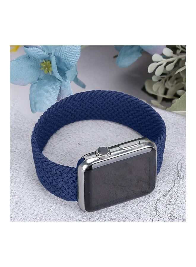 Rock Pow - Braided Solo Loop Stretchy Strap Compatible With Apple Watch Band SE 42/44/45/49mm iWatch Series 7/6/5/4/3/2/1 Blue - Image 1