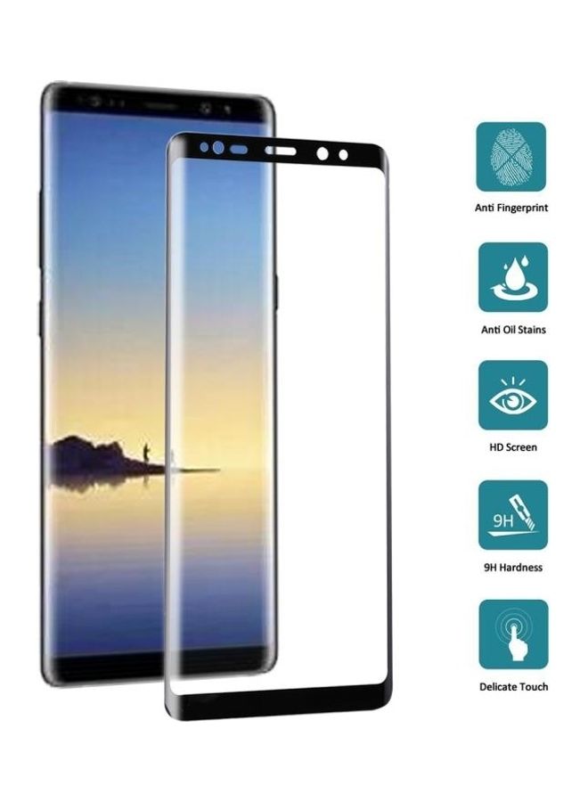 BGM Surface Hardness 3D Curved Silk-Full Tempered Glass Screen Protector For Samsung Galaxy Note 8 Clear/Black - Image 3