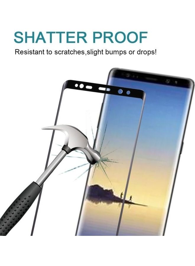 BGM Surface Hardness 3D Curved Silk-Full Tempered Glass Screen Protector For Samsung Galaxy Note 8 Clear/Black - Image 4