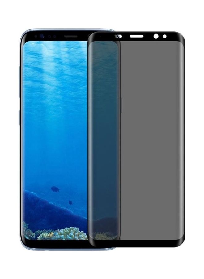 BGM Surface Hardness 3D Curved Privacy Anti-Glare Silk-Screen Full Screen Tempered Glass Protector For Samsung Galaxy S8 Plus G9550 Clear/Black - Image 2