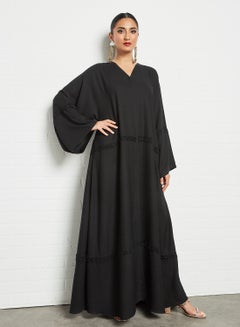 Stone Embellished Abaya Black