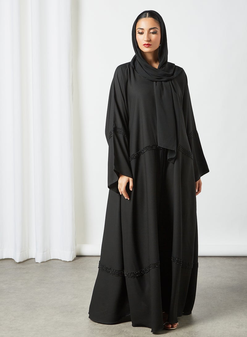 ROZA - Stone Embellished Abaya Black - Image 1