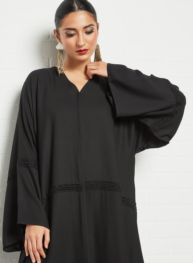 ROZA - Stone Embellished Abaya Black - Image 1