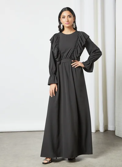 DESERT COVE FASHION Ruffle Detail Maxi Dress Black