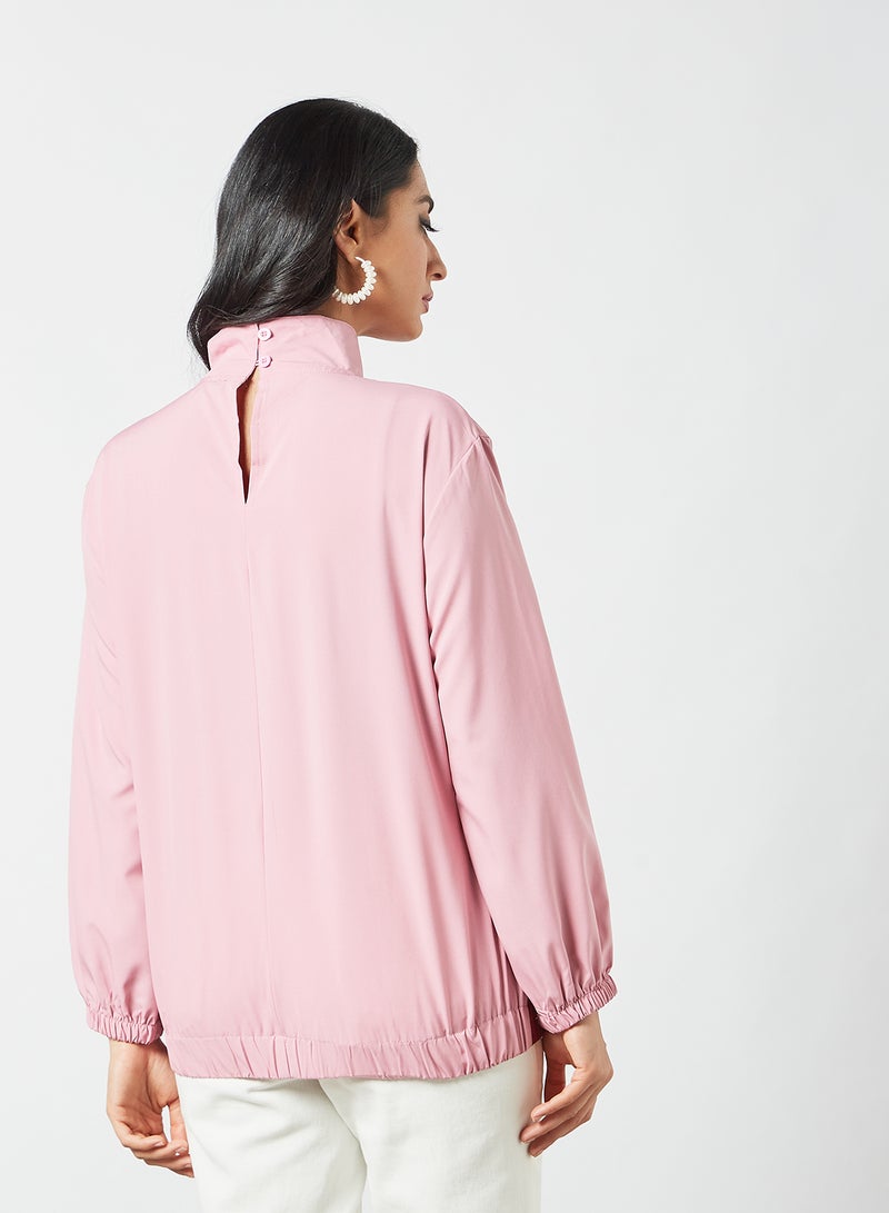 RAHA - Turtleneck Long Sleeves with Side Tape Modest Top Purple - Image 1
