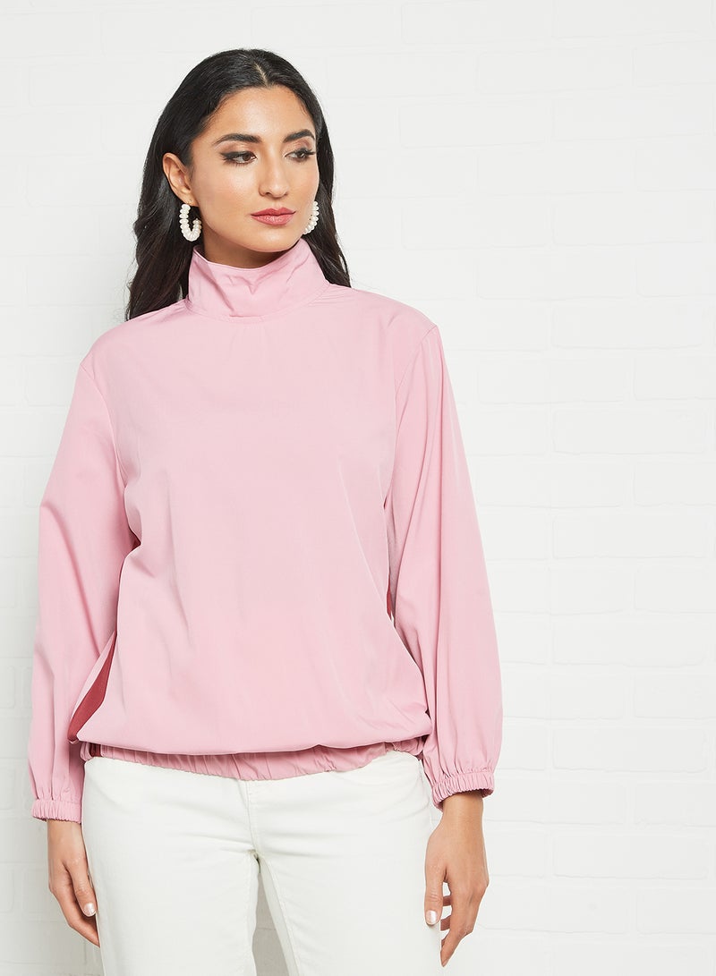 RAHA - Turtleneck Long Sleeves with Side Tape Modest Top Purple - Image 1