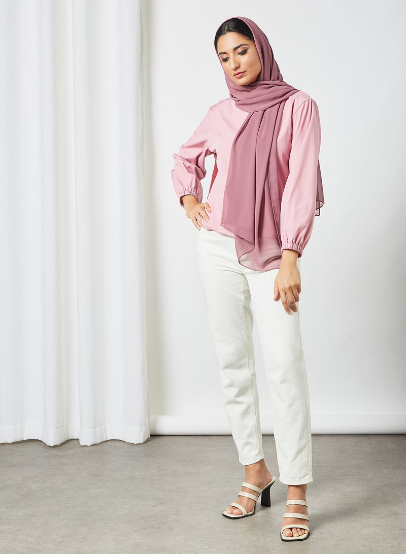 RAHA - Turtleneck Long Sleeves with Side Tape Modest Top Purple - Image 1