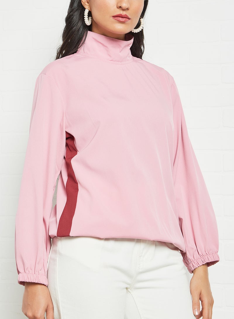 RAHA - Turtleneck Long Sleeves with Side Tape Modest Top Purple - Image 1